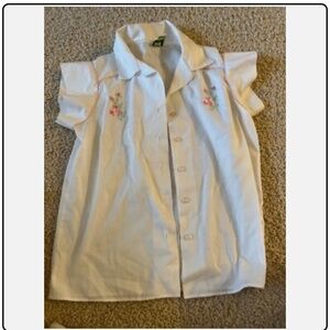 Vintage Pert N Perky girls size 7 floral embroidered blouse